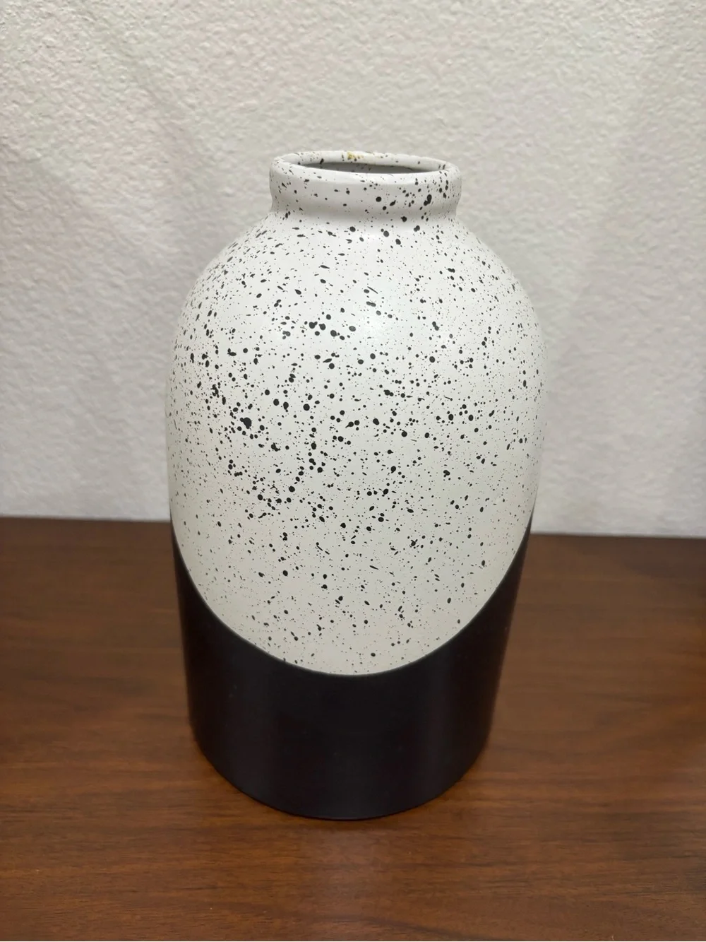 Minimalist Black and White Speckled Ceramic Vase - Home Accents